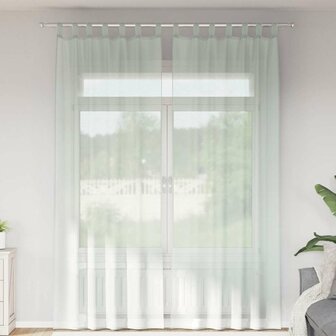 Gordijnen voile met roedezakken 2 st lichtgrijs 1