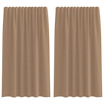 Gordijnen voile met roedezakken 2 st lichtbruin 2
