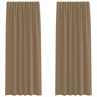 Gordijnen voile met roedezakken 2 st lichtbruin 2