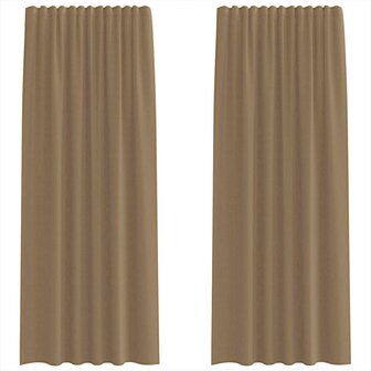 Gordijnen voile met roedezakken 2 st lichtbruin 2
