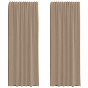 Gordijnen voile met roedezakken 2 st lichtbruin 2