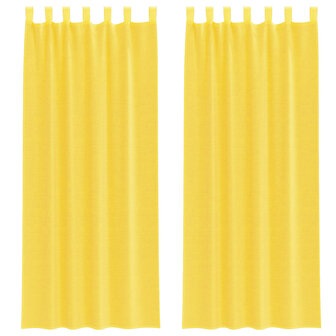 Gordijnen voile met roedezakken 2 st geel 2