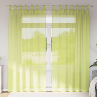 Gordijnen voile met lipje Top 2 st Appelgroen 1