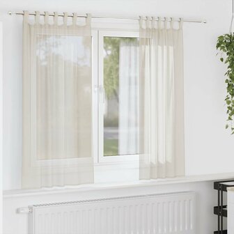 Gordijnen voile met Tab Top 2 st cr&egrave;mekleurig 1