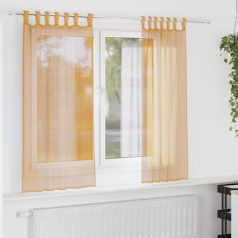 Gordijnen voile met lussen 2 st 140x175 cm oranje 1
