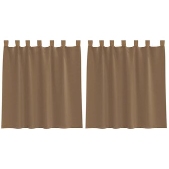 Gordijnen voile met lussen 2 st 140x140 cm lichtbruin 2