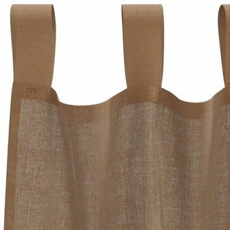 Gordijnen voile met lussen 2 st 140x140 cm lichtbruin 5