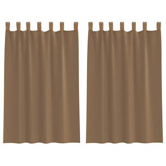Gordijnen voile met lussen 2 st 140x175 cm lichtbruin 2