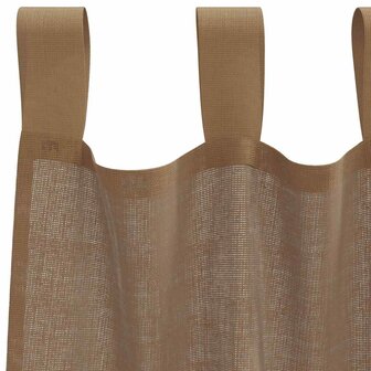 Gordijnen voile met lussen 2 st 140x175 cm lichtbruin 5