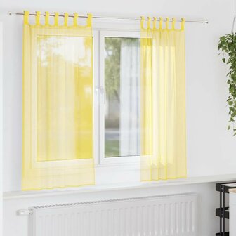 Gordijnen voile met lussen 2 st 140x140 cm geel 1
