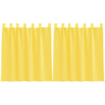 Gordijnen voile met lussen 2 st 140x140 cm geel 2