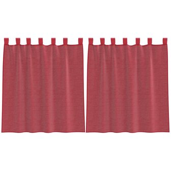 Gordijnen voile met lussen 2 st 140x140 cm wijnrood 2