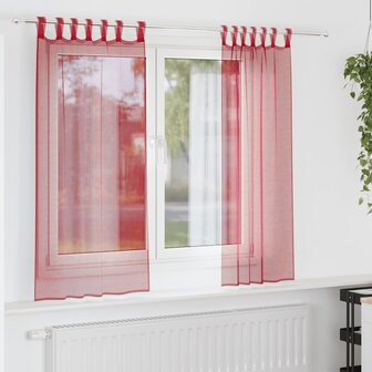 Gordijnen voile met lussen 2 st 140x175 cm wijnrood 1
