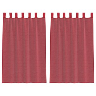 Gordijnen voile met lussen 2 st 140x175 cm wijnrood 2