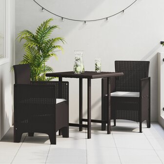 tuinstoelen met kussens 2 stuks Bruin Poly Rattan 1
