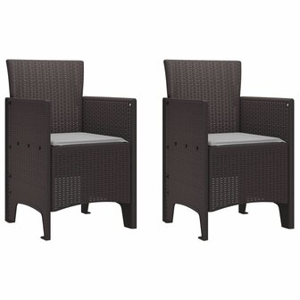 tuinstoelen met kussens 2 stuks Bruin Poly Rattan 2