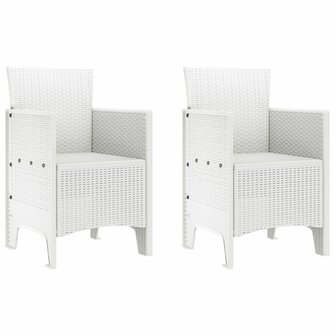Tuinstoelen 2 stuks Witte Poly Rattan 2
