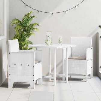 Tuinstoelen met Kussens 2 stuks Witte Poly Rattan 1