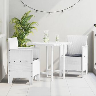 Tuinstoelen met Kussens 2 stuks Wit Poly Rattan 1
