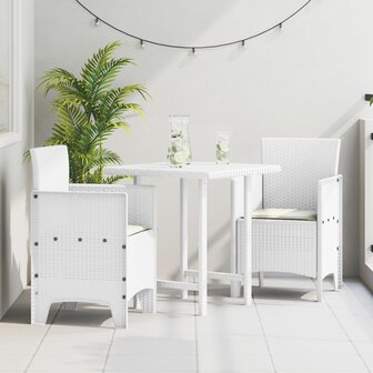 Tuinstoelen met kussens 2 stuks Witte Poly Rattan 1