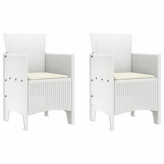 Tuinstoelen met kussens 2 stuks Witte Poly Rattan 2