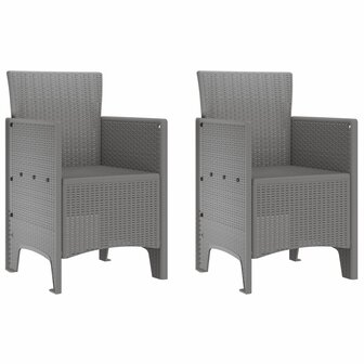 Tuinstoelen 2 stk Lichtgrijs Poly Rattan 2