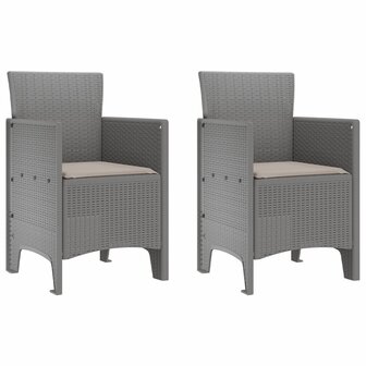 Tuinstoelen met Kussens 2 pcs Lichtgrijs Poly Rattan 2