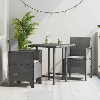 Tuinstoelen met Kussens 2 stuks Licht Grijs Poly Rattan 1