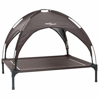 Verhoogd Hondenbed met Afneembaar Dak Bruin XL Staal 2