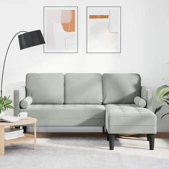 3-zitsbank met chaise L-vormig Lichtgrijs 160 cm Fluweel 1