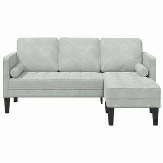 3-zitsbank met chaise L-vormig Lichtgrijs 160 cm Fluweel 2