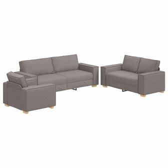 3-delige Bankenset met kussens stof taupe 2