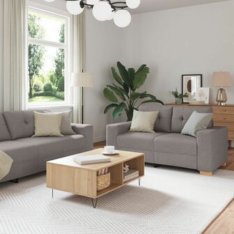 3-delige Bankenset met kussens stof taupe 1