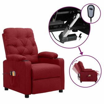 Massagestoel elektrisch stof wijnrood 1