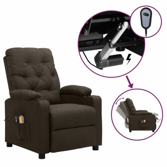 Massagestoel elektrisch verstelbaar stof donkerbruin 1