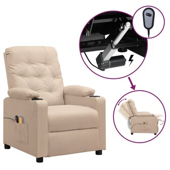 Massagestoel elektrisch stof cr&egrave;mekleurig 1