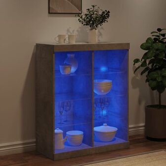Dressoir met LED-verlichting 81x37x100 cm betongrijs 4