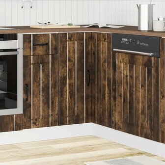 Keuken hoekonderkast Lucca bewerkt hout gerookt eikenkleurig 3