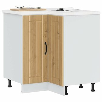 Keuken hoekonderkast Lucca bewerkt hout artisanaal eikenkleur 1