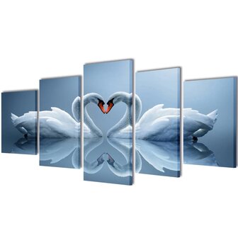 Canvas muurdruk set Zwaan 100 x 50 cm 1