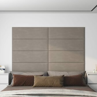 Wandpanelen 12 st 3,24 m&sup2; 90x30 cm fluweel lichtgrijs 1