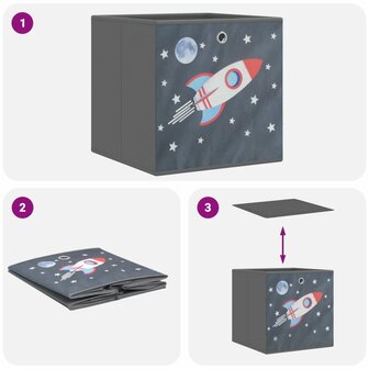 Opbergboxen 4 st inklapbaar 32x32x32 cm ongeweven stof grijs 8