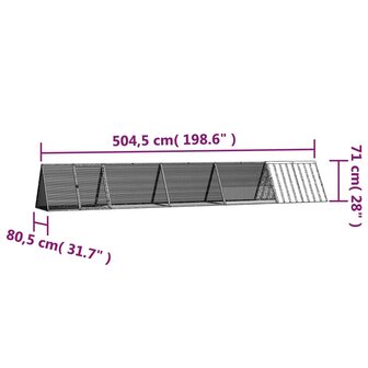 Konijnenhok 504,5x80,5x71 cm gegalvaniseerd staal grijs 6