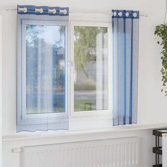 Gordijnen voile met doorvoertules 2 st koningsblauw 1