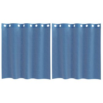 Gordijnen voile met doorvoertules 2 st koningsblauw 2