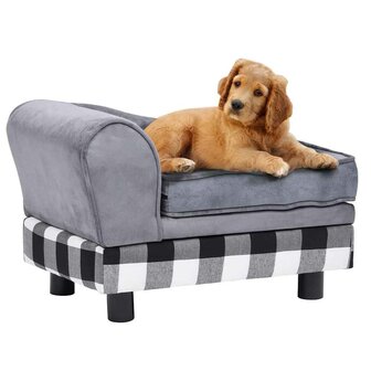 Hondenbank 57x34x36 cm pluche grijs 3