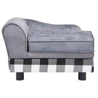 Hondenbank 57x34x36 cm pluche grijs 4