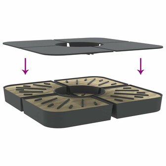4-delige Set parasolvoeten voor kruisvoet parasol 100 kg PP 6
