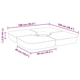 4-delige Set parasolvoeten voor kruisvoet parasol 100 kg PP 8