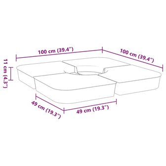 4-delige Set parasolvoeten voor kruisvoet parasol 100 kg PP 8